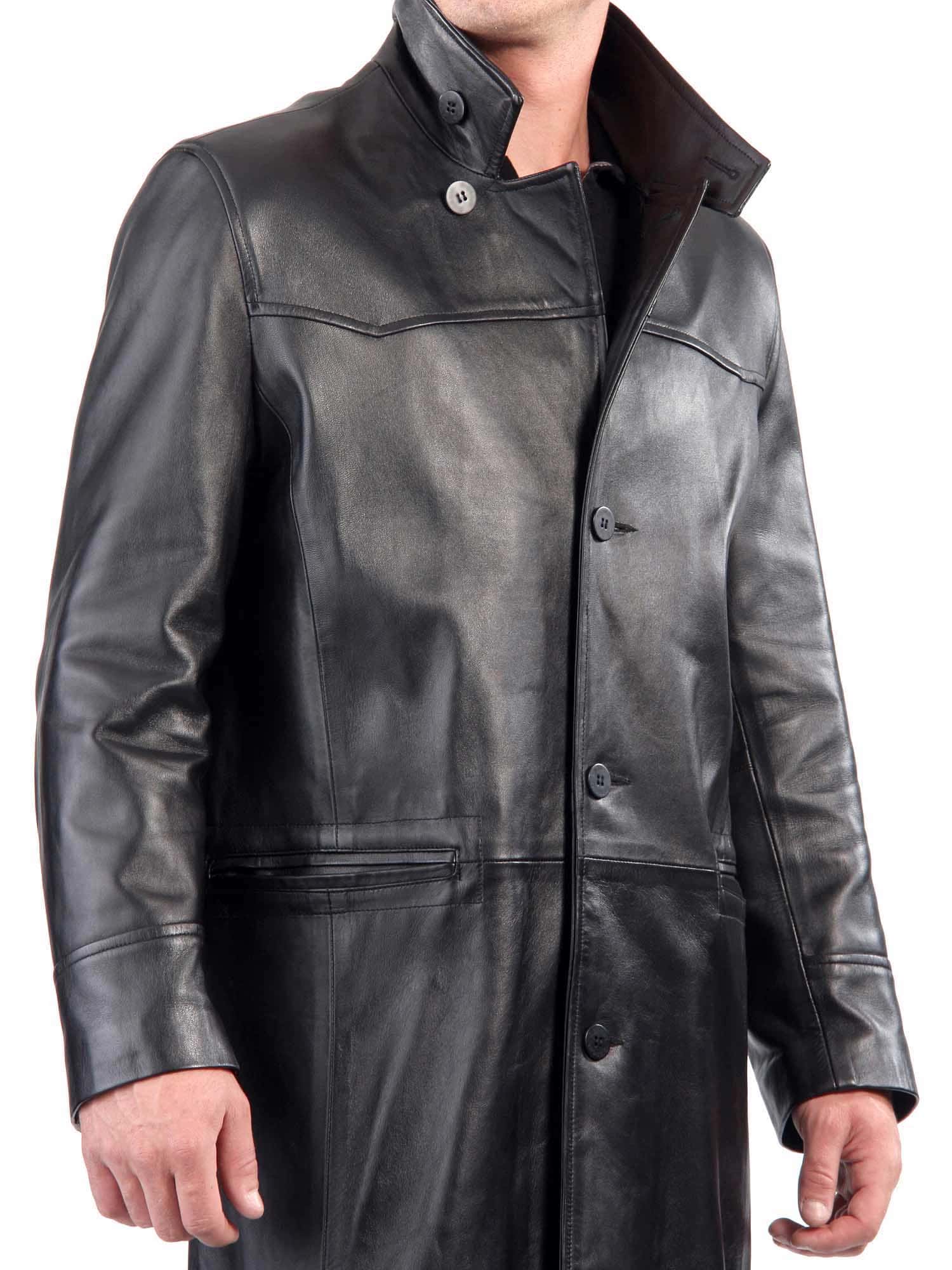 4 Button Button Real Lambskin Leather Coat Men's Black MC01 thumbnail 2