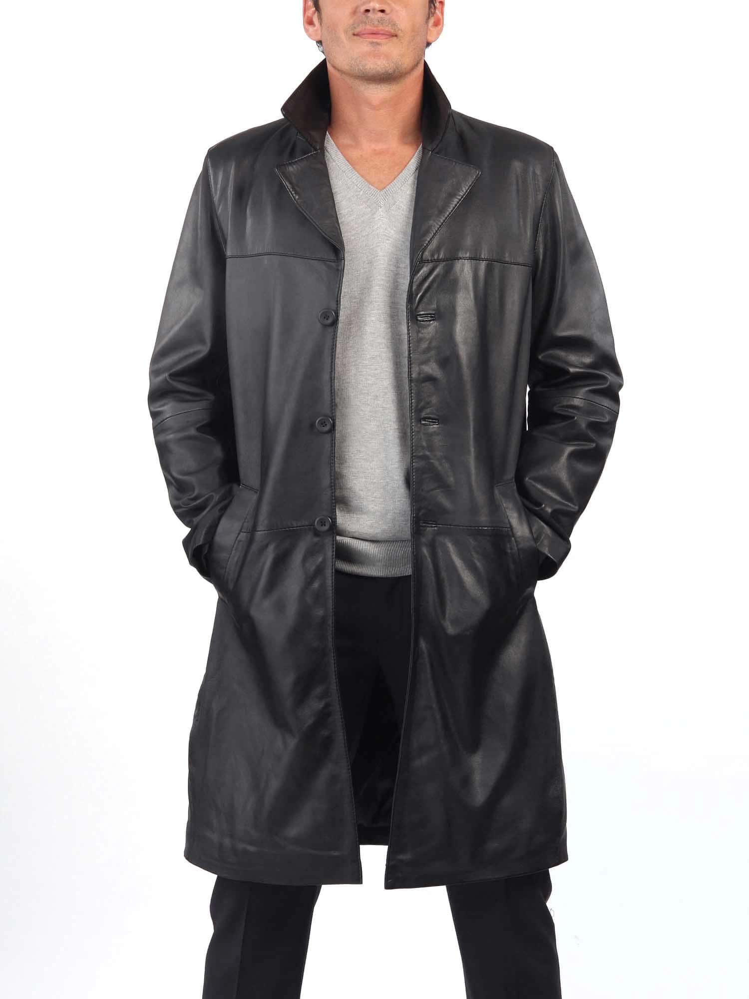 3 Button Button Authentic Lambskin Leather Coat Men's MC05 thumbnail 2
