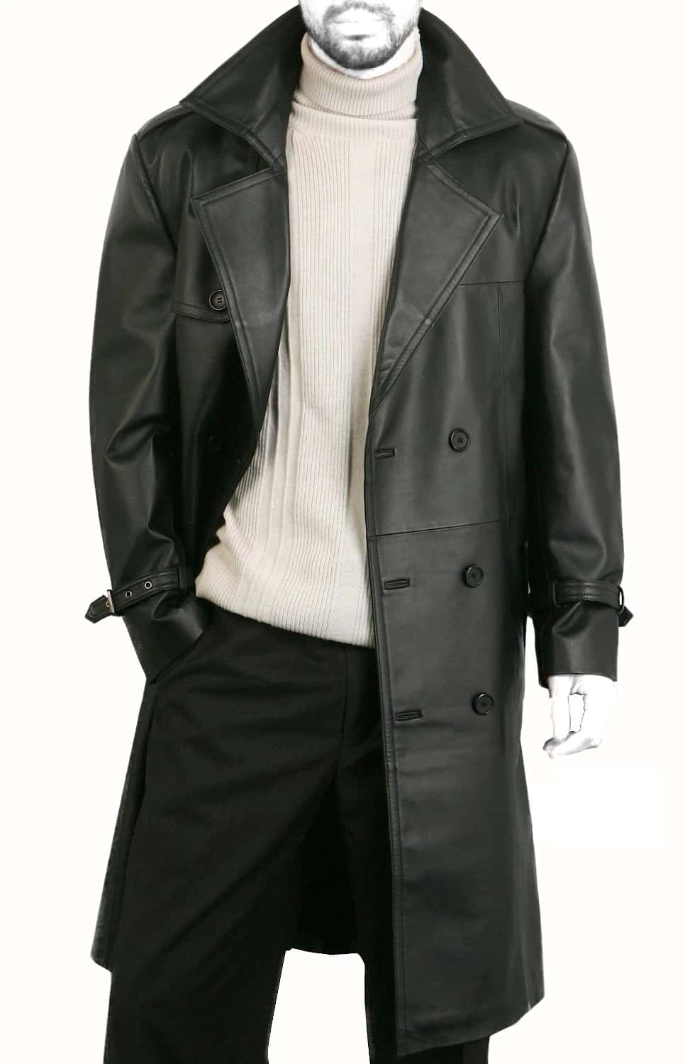 Leather Coat Long Coat Men Genuine Soft Nappa Lambskin MC06 thumbnail 1