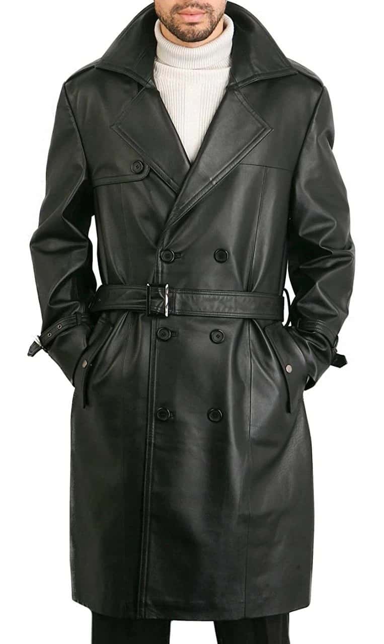 Leather Coat Long Coat Men Genuine Soft Nappa Lambskin MC06 thumbnail 2