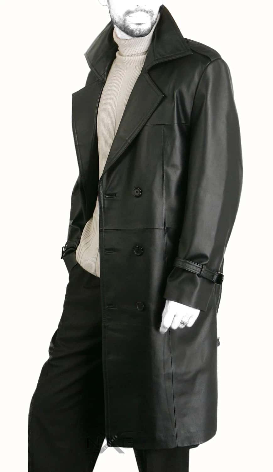 Leather Coat Long Coat Men Genuine Soft Nappa Lambskin MC06 thumbnail 3
