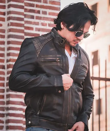 A collection of autumn-toned leather jackets and boots