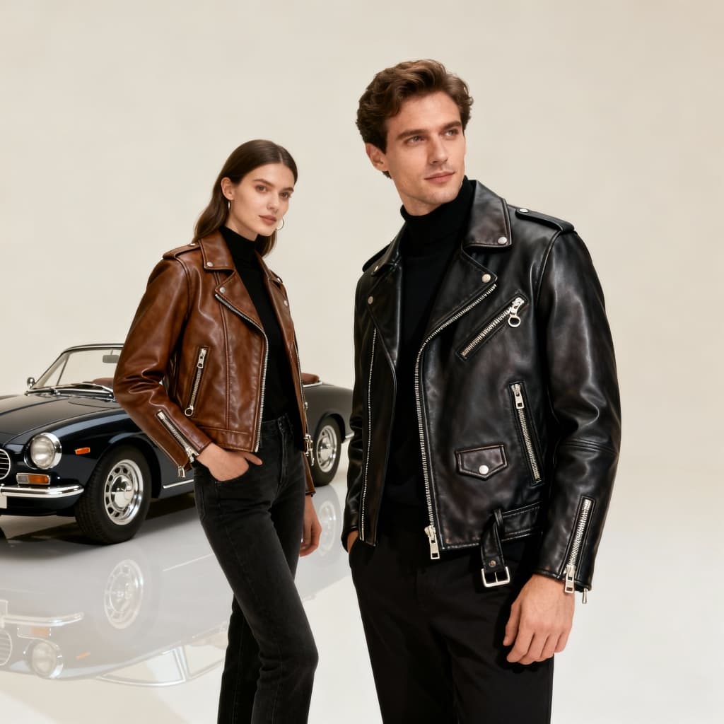 A collection of the best-selling leather jackets, bags, and shoes