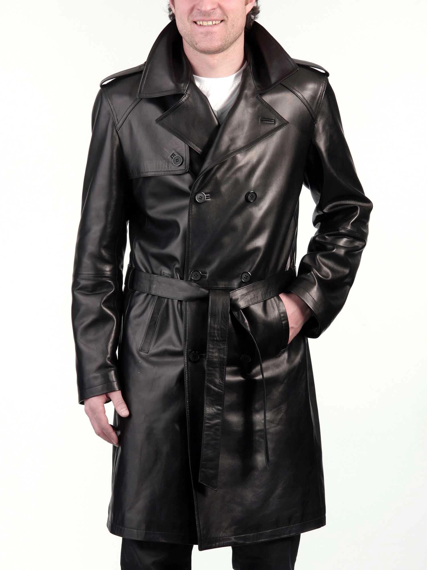 Authentic Leather Coat Men Slim Fit Over Coat Black Soft MC03