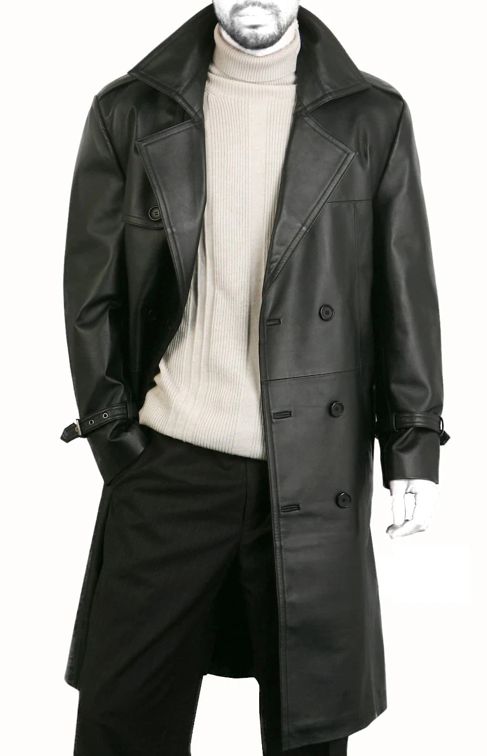 Leather Coat Long Coat Men Genuine Soft Nappa Lambskin MC06
