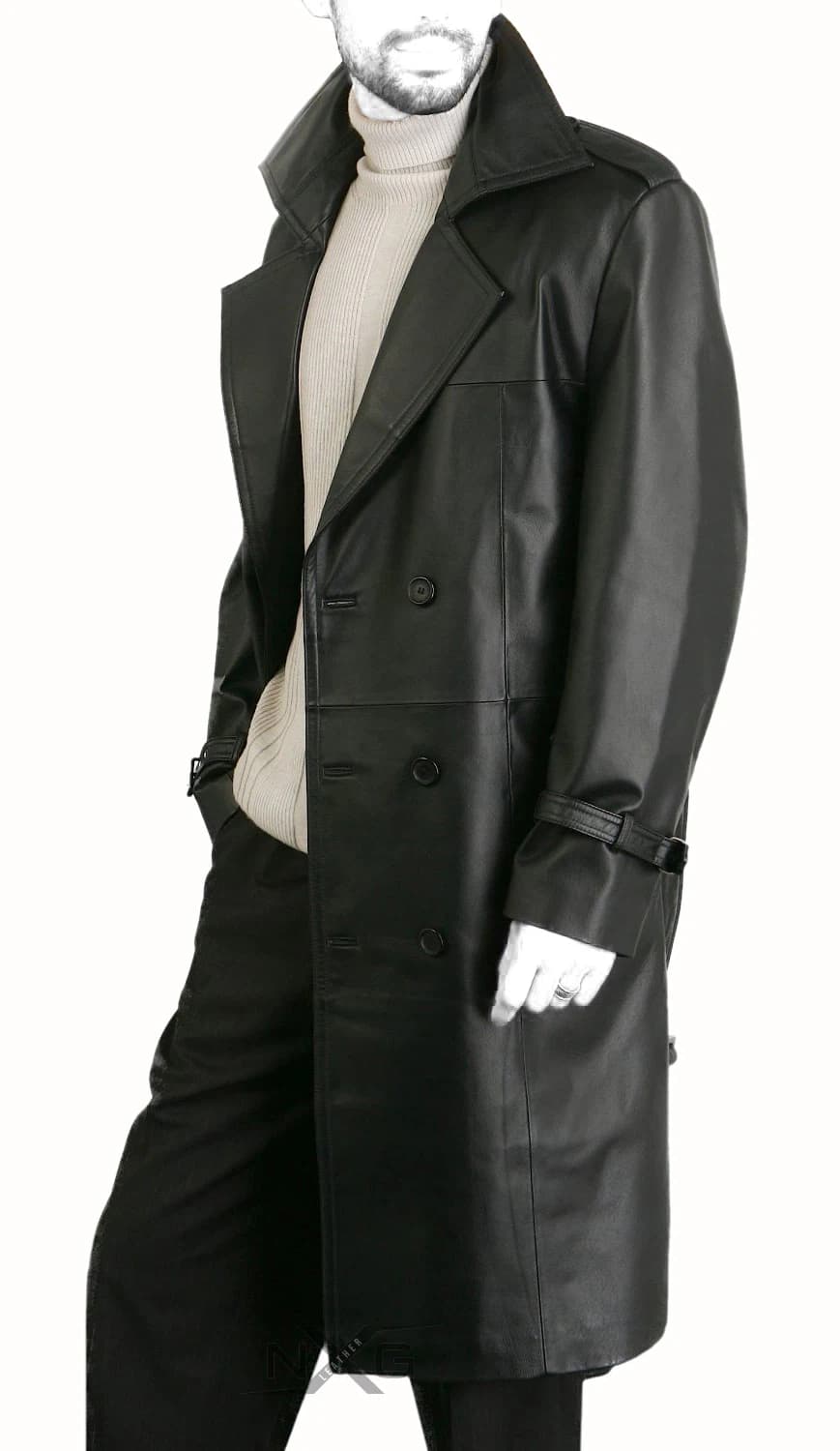 Leather Coat Long Coat Men Genuine Soft Nappa Lambskin MC06 - view 3