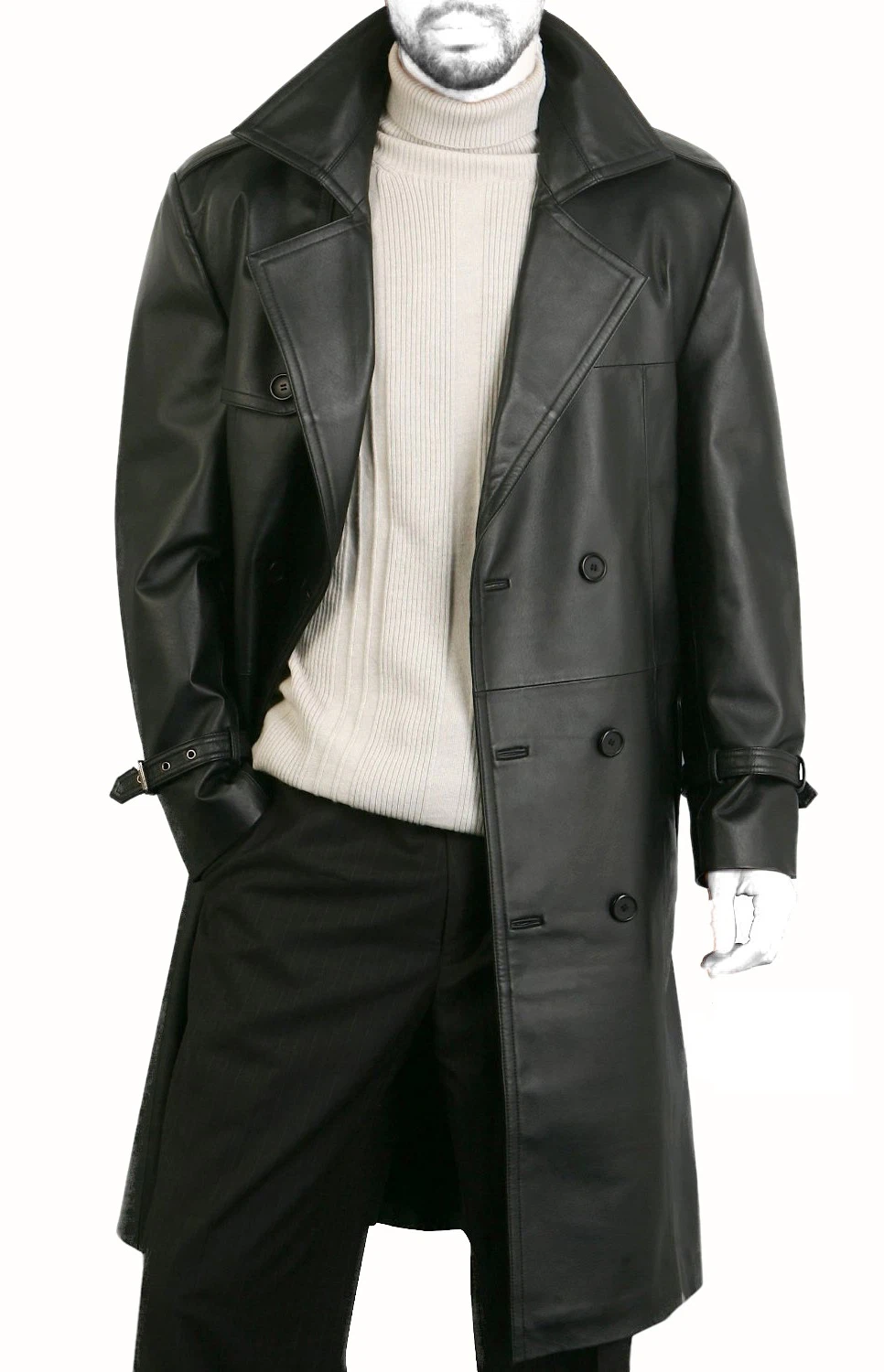 Leather Coat Long Coat Men Genuine Soft Nappa Lambskin MC06 - view 1