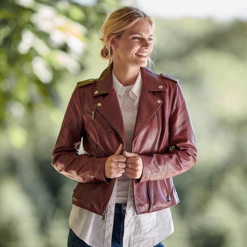Man in black leather jacket outdoor shoot